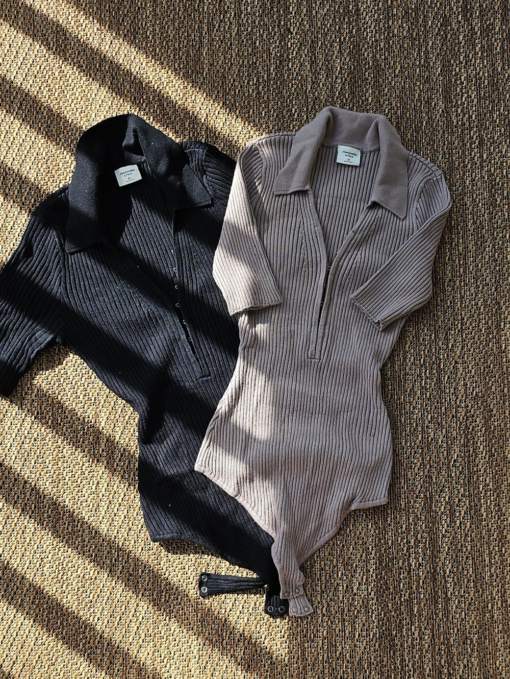 Abercrombie & Fitch Black Ribbed Polo Bodysuit Bundle